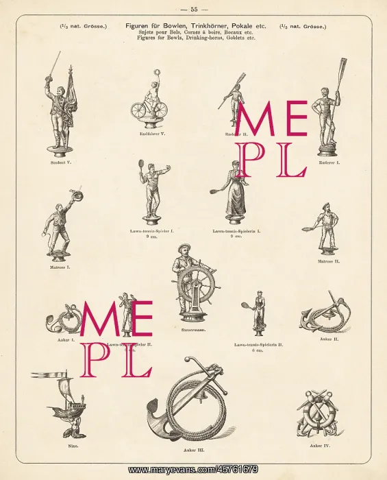 : Metal figures for bowls, drinking horns and goblets : Metal figures for bowls, drinking horns and goblets