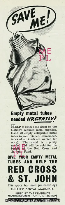 : Empty metal tubes needed urgently 1942 : Empty metal tubes needed urgently 1942