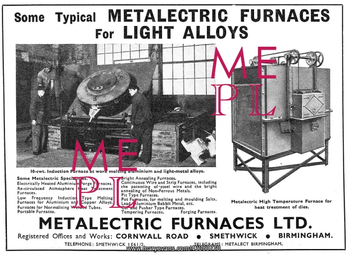 : Metalectric Furnaces Ltd. Smethwick. Industrial Furnaces : Metalectric Furnaces Ltd. Smethwick. Industrial Furnaces