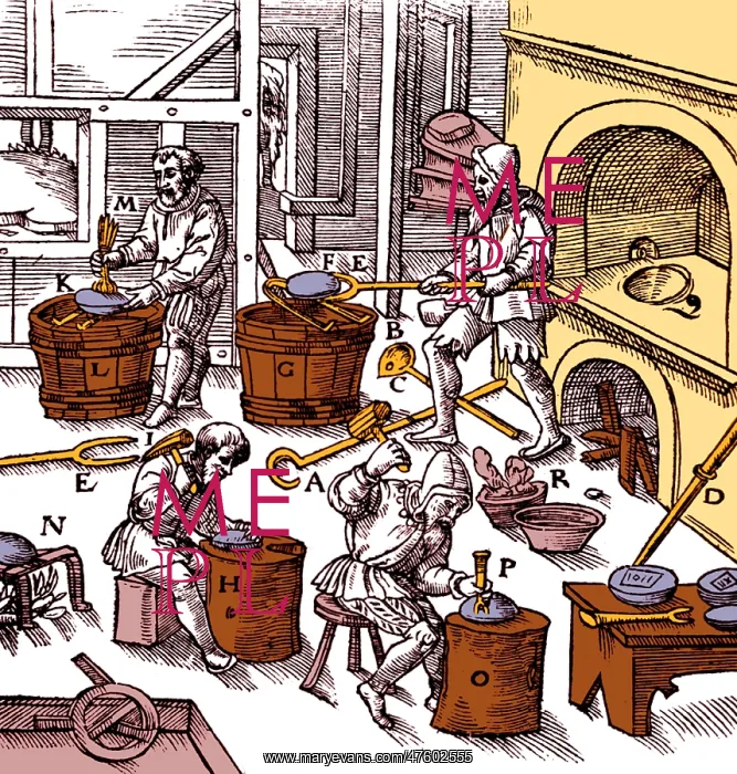 : De Re Metallica, Metallurgy Workshop, 16th Century : De Re Metallica, Metallurgy Workshop, 16th Century