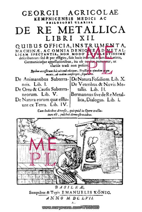 : De Re Metallica, Title Page, 16th Century : De Re Metallica, Title Page, 16th Century
