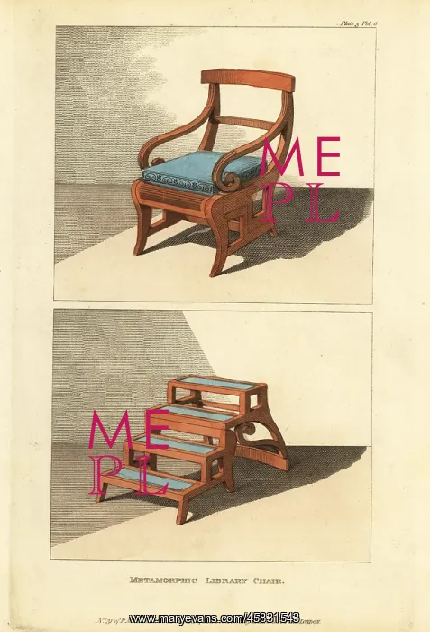 : Metamorphic library chair, 1811 : Metamorphic library chair, 1811