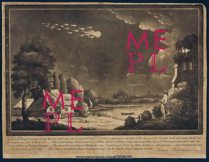 : Meteor fireball engraving : Meteor fireball engraving