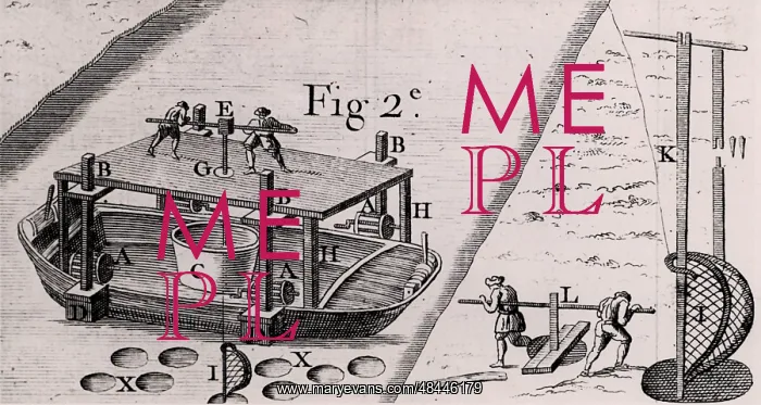 : Method of deepening a canal. (Paris, 1737). Engraving : Method of deepening a canal. (Paris, 1737). Engraving