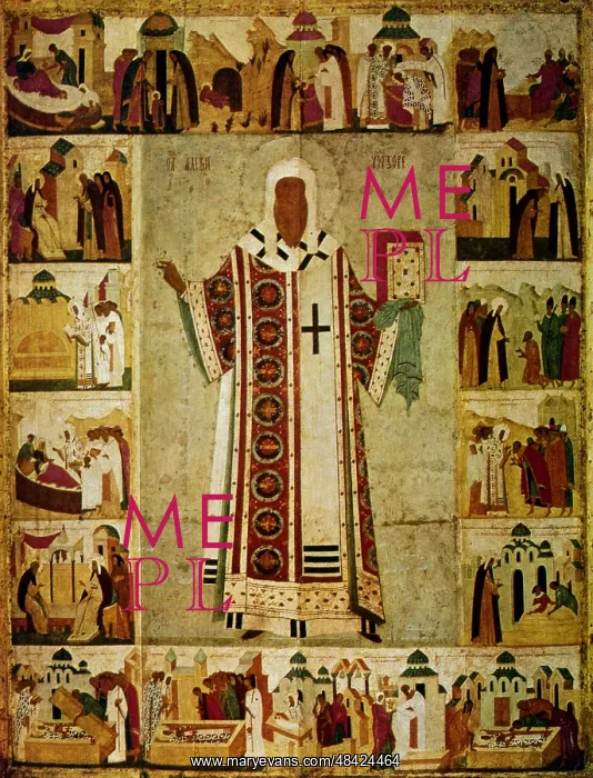 : Metropolitan Alexis surrounded by scenes from : Metropolitan Alexis surrounded by scenes from