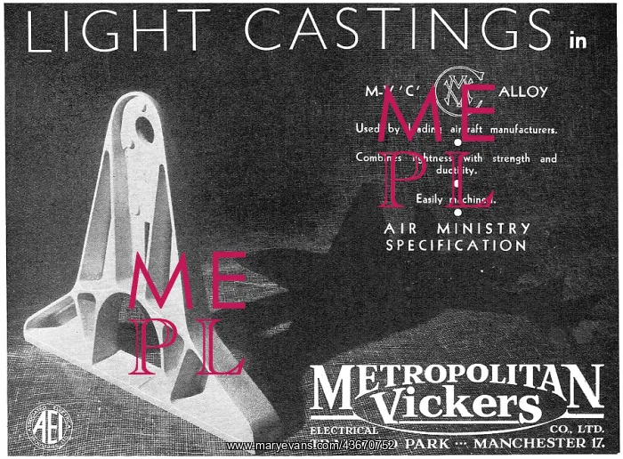 : Metropolitan Vickers - Metrovick Castings : Metropolitan Vickers - Metrovick Castings