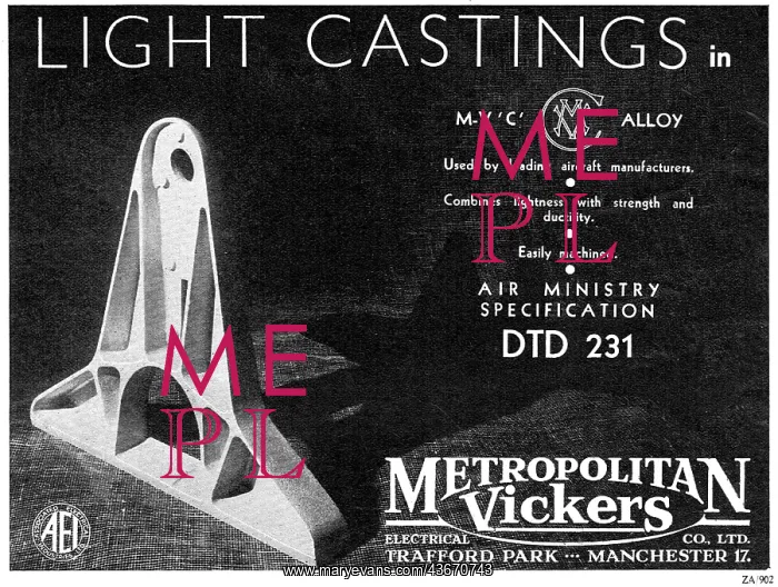 : Metrovick Aircraft Castings : Metrovick Aircraft Castings