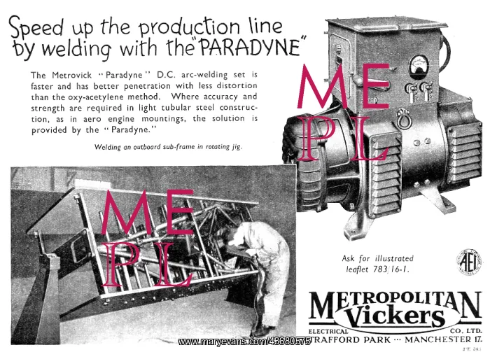 : Metrovick PARADYNE Arc Welding Set : Metrovick PARADYNE Arc Welding Set