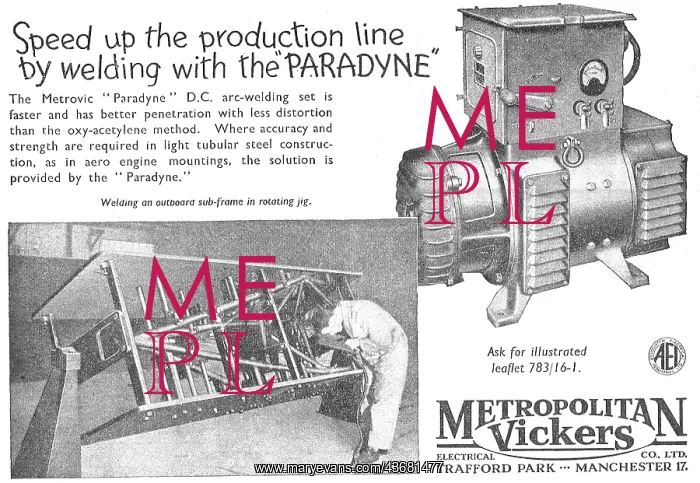 : Metrovick Paradyne Arc Welding Set : Metrovick Paradyne Arc Welding Set