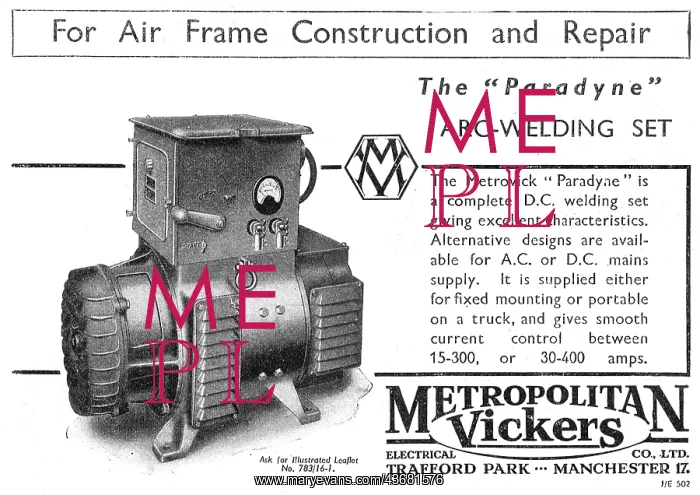 : Metrovick Paradyne Arc-Welding Set : Metrovick Paradyne Arc-Welding Set