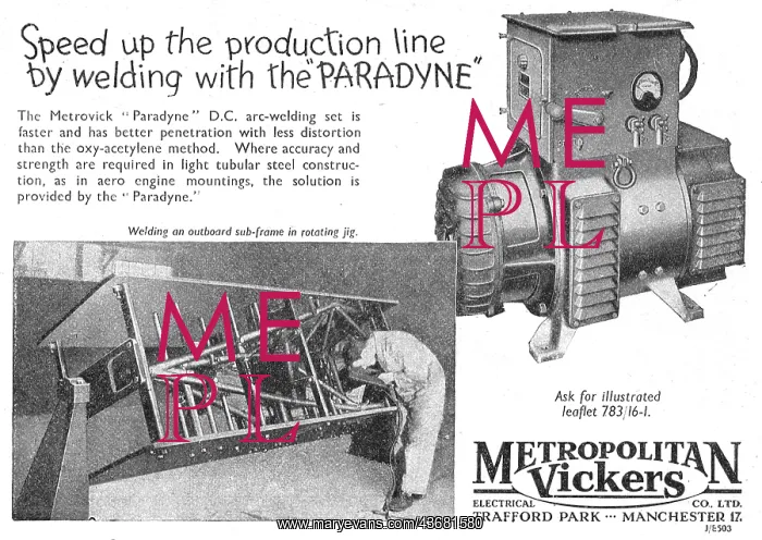 : Metrovick Paradyne Arc-Welding Set : Metrovick Paradyne Arc-Welding Set