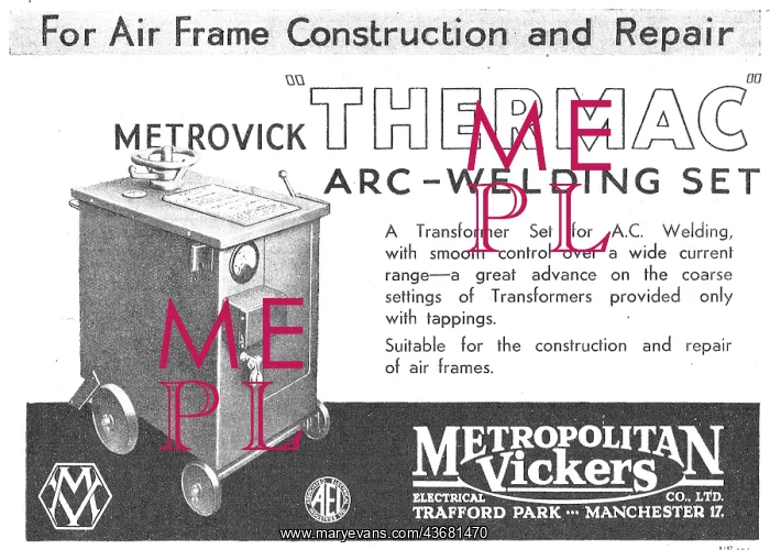 : Metrovick Thermac Arc Welding Set : Metrovick Thermac Arc Welding Set