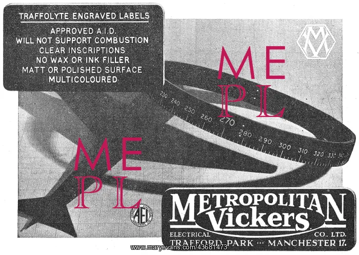 : Metrovick TRAFFOLYTE Engraved Labels : Metrovick TRAFFOLYTE Engraved Labels