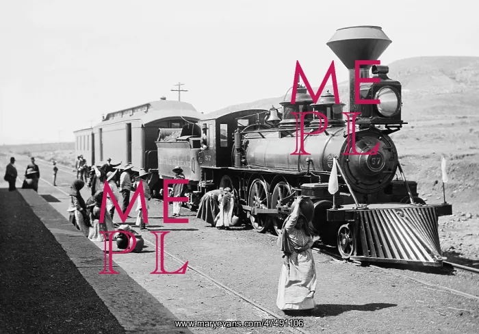  : A Mexican Central Railway steam train at station, Mexico