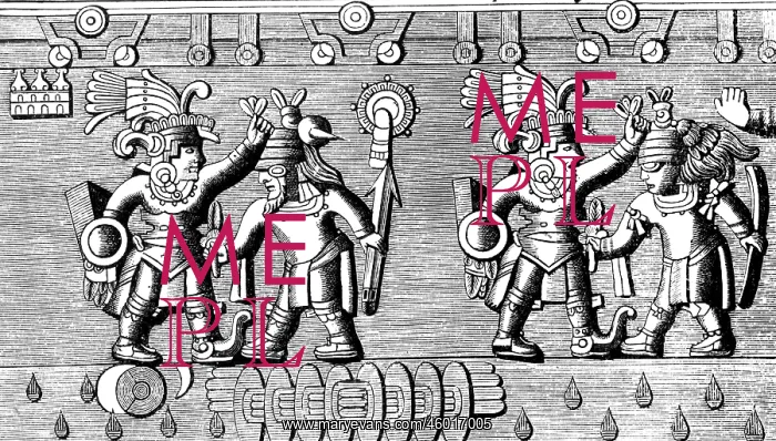 : Mexico, Aztec warriors making captives, drawing : Mexico, Aztec warriors making captives, drawing