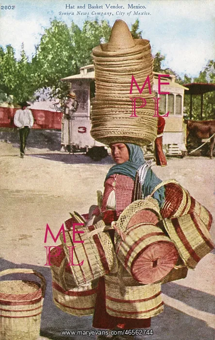  : Mexico - Street Hat and basket vendor