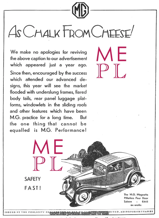 : MG Magnette - As Chalk From Cheese : MG Magnette - As Chalk From Cheese