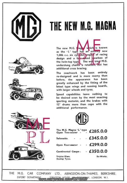 : MG Midget MG Magna MG Magnette 1933 : MG Midget MG Magna MG Magnette 1933