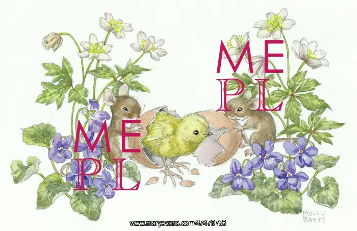  : Two mice with a chick hatching from egg