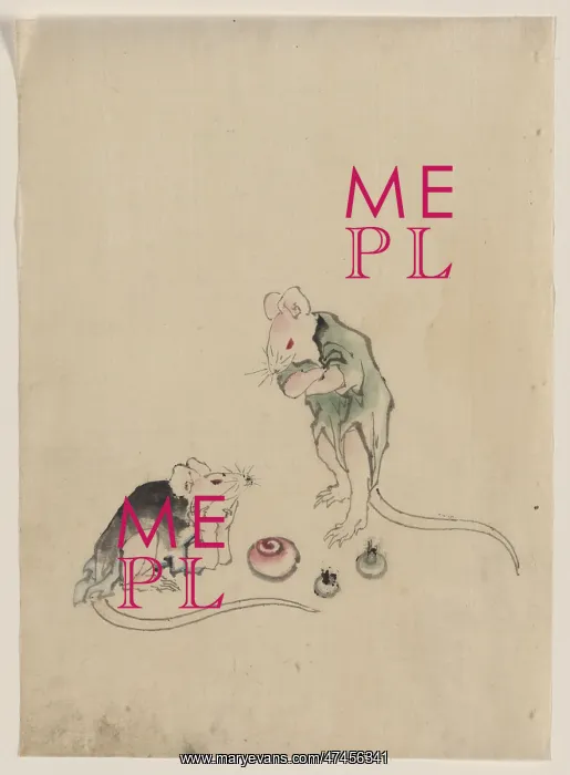 : Two mice, one lying on the ground with head resting on forep : Two mice, one lying on the ground with head resting on forep