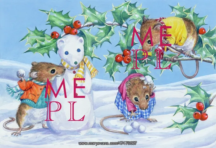 : Mice playing snowballs, with snowmouse : Mice playing snowballs, with snowmouse
