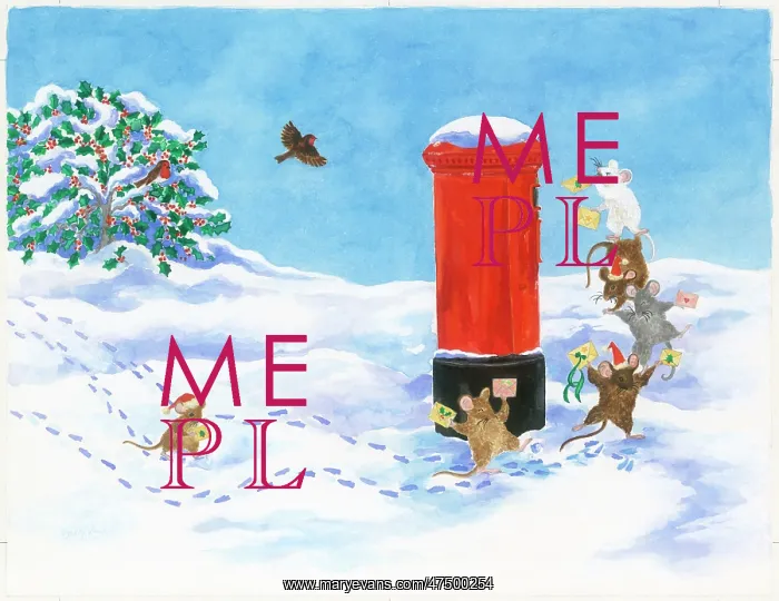 : Mice posting Christmas Cards : Mice posting Christmas Cards