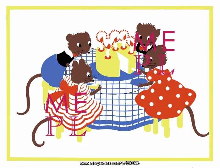 : Four Mice round Birthday Cheese : Four Mice round Birthday Cheese