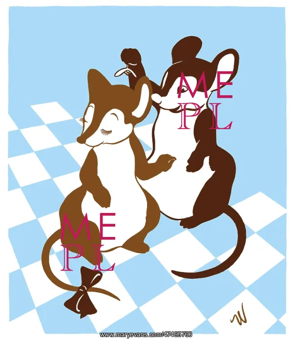 : Two Mice with a sprig of mistletoe : Two Mice with a sprig of mistletoe