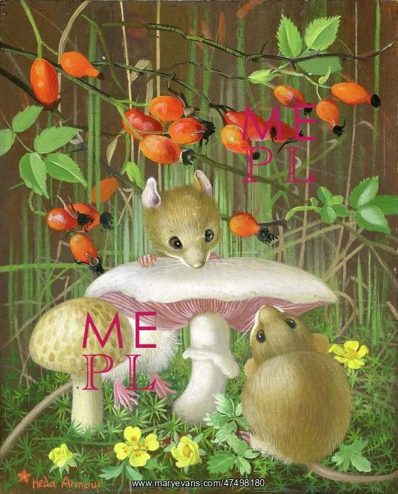 : Mice with toadstools and rose hips : Mice with toadstools and rose hips