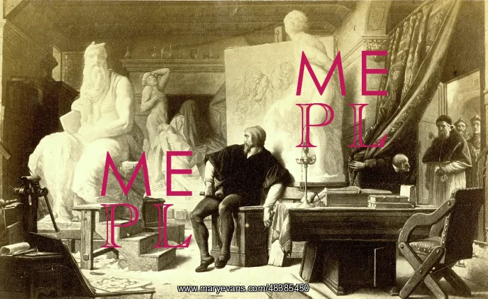 : Michelangelo in His Studio visited by Pope Julius II : Michelangelo in His Studio visited by Pope Julius II