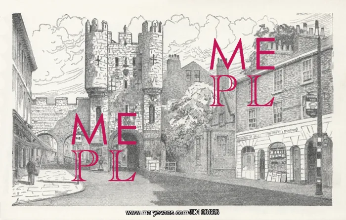  : York. Micklegate Bar. Line engraving