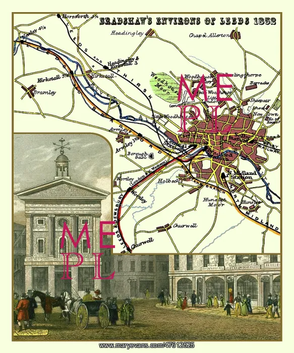  : Mid 19th Century environs and railways map of Leeds