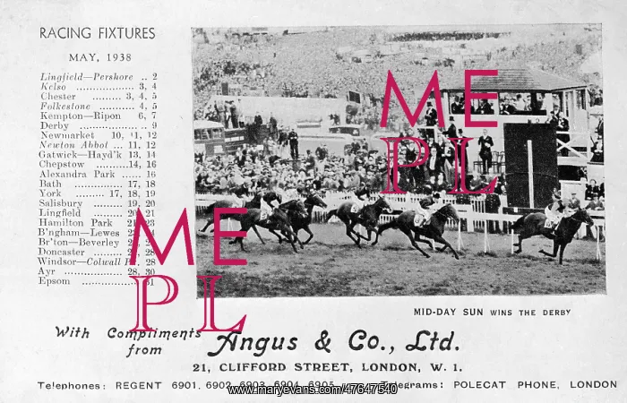 : Mid-Day Sun winning the Epsom Derby, 1937 : Mid-Day Sun winning the Epsom Derby, 1937