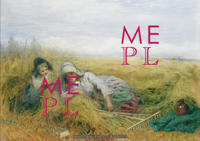 : The Midday Rest ' farm scene with two girls : The Midday Rest ' farm scene with two girls