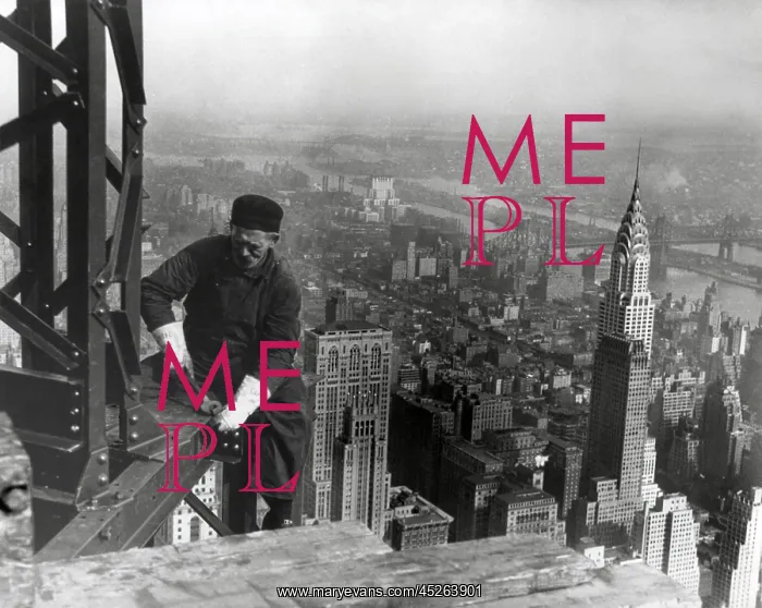 : Middle aged iron worker at the Empire State Building : Middle aged iron worker at the Empire State Building