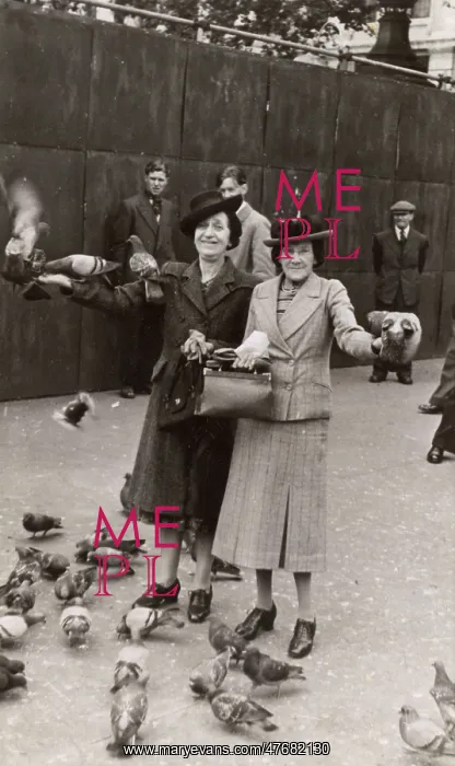  : Two middle-aged women with pigeons