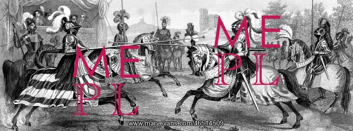 : Middle Ages, knights, joust, scene with four : Middle Ages, knights, joust, scene with four