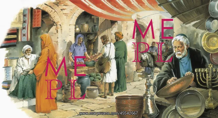: Middle Ages in Spain. Market scene : Middle Ages in Spain. Market scene