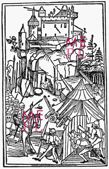 : Middle Ages, warfare, siege of a castle, woodcut : Middle Ages, warfare, siege of a castle, woodcut