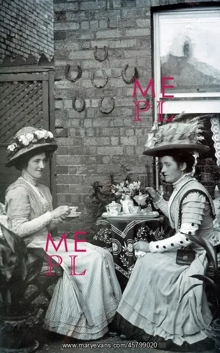 : Two Middle Class Edwardian ladies take tea : Two Middle Class Edwardian ladies take tea