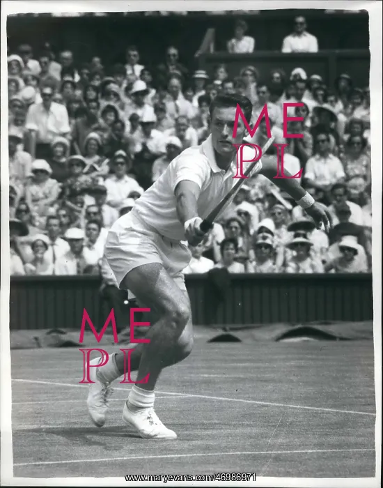 : Mike Sangster in tennis match at Wimbledon : Mike Sangster in tennis match at Wimbledon