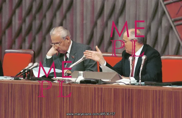 : Mikhail Gorbachev and Anatoly Lukyanov in presidium, 1990 : Mikhail Gorbachev and Anatoly Lukyanov in presidium, 1990