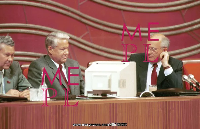 : Mikhail Gorbachev and Boris Yeltsin in presidium, 1990 : Mikhail Gorbachev and Boris Yeltsin in presidium, 1990