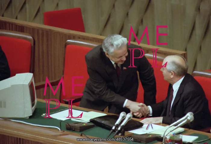 : Mikhail Gorbachev and Boris Yeltsin in presidium, 1990 : Mikhail Gorbachev and Boris Yeltsin in presidium, 1990