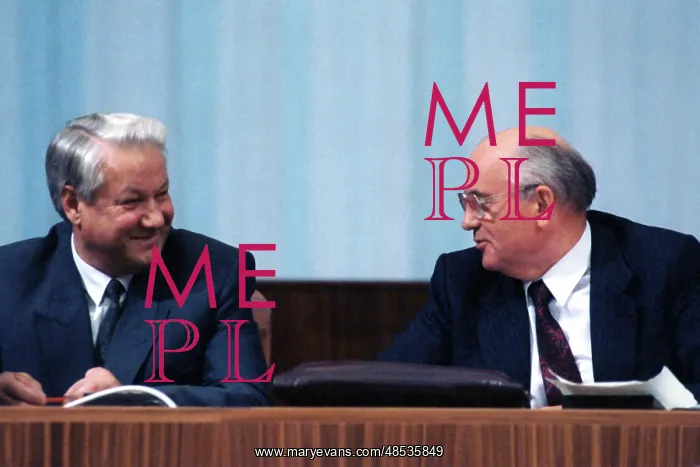 : Mikhail Gorbachev and Boris Yeltsin in presidium, 1991 : Mikhail Gorbachev and Boris Yeltsin in presidium, 1991