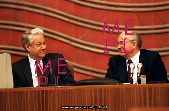 : Mikhail Gorbachev and Boris Yeltsin in presidium : Mikhail Gorbachev and Boris Yeltsin in presidium