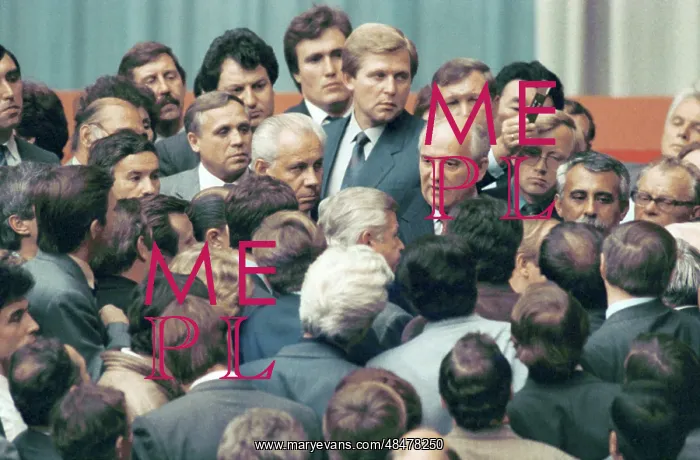 : Mikhail Gorbachev and delegates of XIX congress : Mikhail Gorbachev and delegates of XIX congress