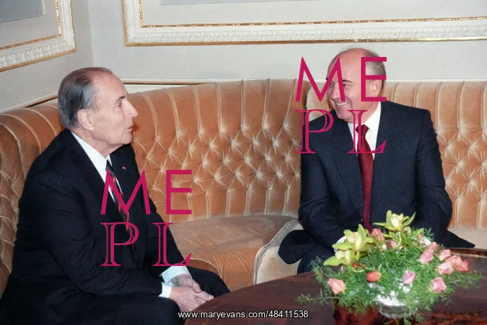 : Mikhail Gorbachev meets with Francois Mitterrand : Mikhail Gorbachev meets with Francois Mitterrand