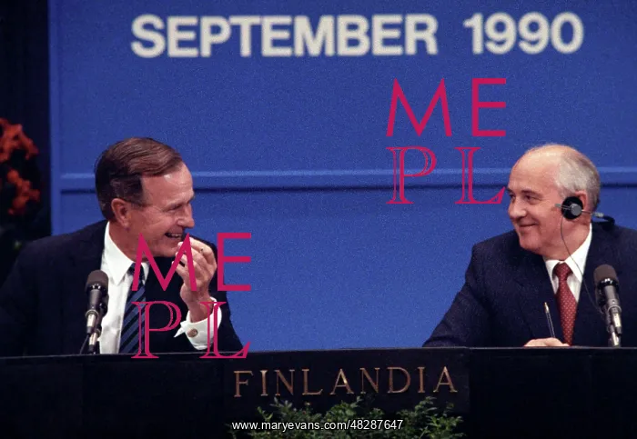 : Mikhail Gorbachev meets with George HW Bush in : Mikhail Gorbachev meets with George HW Bush in