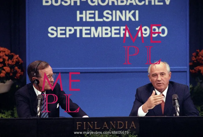 : Mikhail Gorbachev meets with George HW Bush in : Mikhail Gorbachev meets with George HW Bush in